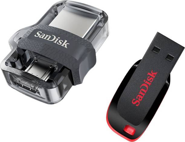 SanDisk Dual 3.0 OTG + Cruzer Blade Flash Drive Usb 32 GB Pen Drive Compatible with Netbook, Desktop Computer, Tablet, Mobile, Audio Player, Television, Laptop USB 3.0, USB 2.0 Plastic Case