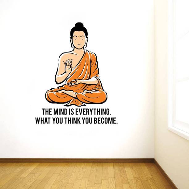 rawpockets 15 cm Peaceful Buddha and Quote on Mind Self Adhesive Sticker