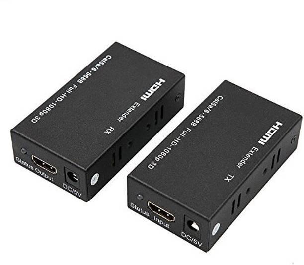 microware 60M HDMI Extender Repeater Transmitter/Sender + Receiver Over Cat5 / Cat6 Upto 60 Meters (60M Extender Over Single CAT5/6 Cable) Supports 3D & Full HD1080p with Power Adapter Media Streaming Device