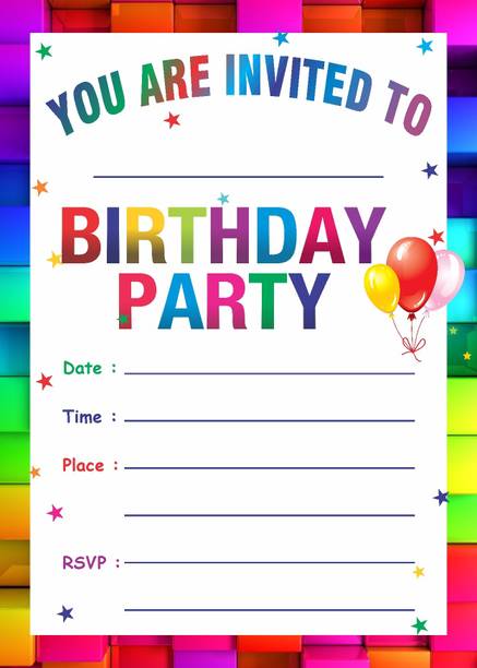Power Plus Birthday Metallic card Invitations with Envelopes - Kids Birthday Party Invitations for Boys or Girls (25 Count) Invitation Card