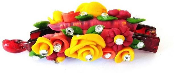 Unique Indian Crafts Handmade Artificial Jewellery Porcelain Dough Work Banana Hair Clip /Porcelain Dough / hair accessories /hair pins/wings /for women /girls Banana Clip