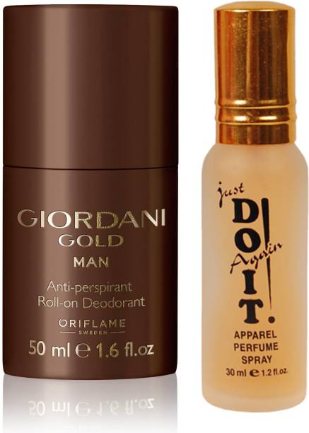 Oriflame Sweden Giordani Gold Man Anti-perspirant Roll-On Deodorant 50ml (32176) With Just Do It Perfume 30ml