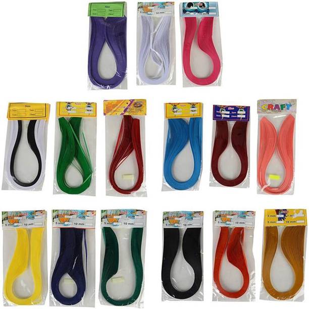 BestUBuy Quilling Paper All Color Combo - Set of 15 Assorted Colors 3mm & 5mm