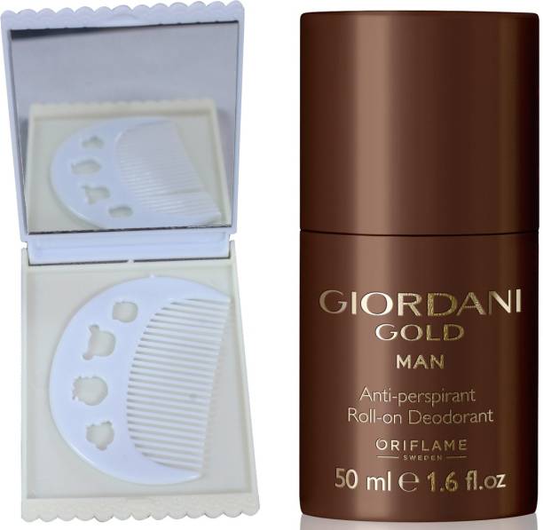 Oriflame Sweden Giordani Gold Man Anti-perspirant Roll-On Deodorant 50ml (32176) With Comb &amp; Mirror Set