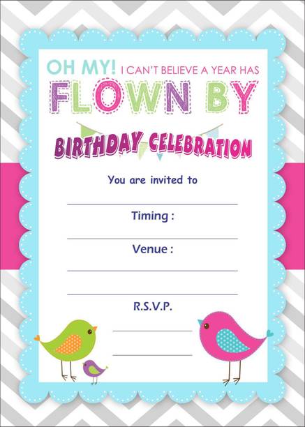 Power Plus Birthday Metallic card Invitations with Envelopes - Kids Birthday Party Invitations for Boys or Girls (25 Count) BIC-013 Invitation Card
