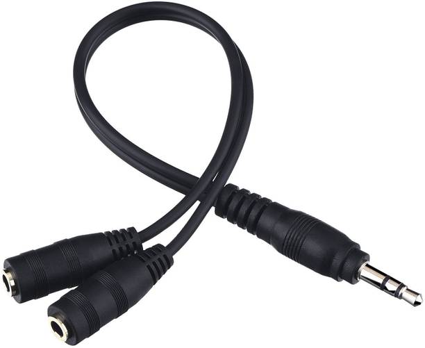FOX MICRO Black Gold Plated 3.5mm Stereo Jack Splitter Cable Adapter Connectors ,3.5mm Male To 2 X Female - for Connecting External Speakers or Use Both Output for Speakers For Ipod, Mp3 Player Phone Converter