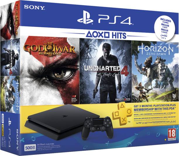 SONY PS4 500 GB with Horizon Zero Dawn, Uncharted 4 and God of War III: Remastered