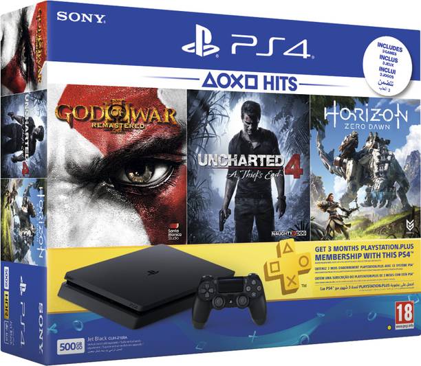 SONY PS4 500 GB with Horizon Zero Dawn, Uncharted 4 and...