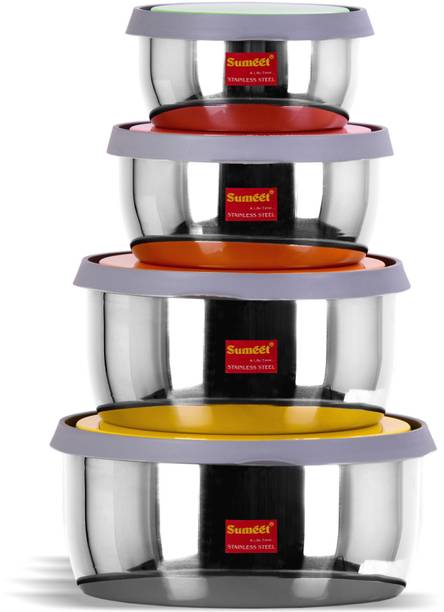 Sumeet Stainless Steel Food Storage Airtight & Leak Proof Containers Set 400ML to 1 Ltr, set of 4pc  - 1000 ml स्टील फ्रिज कंटेनर