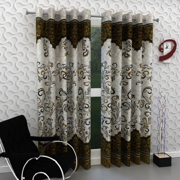 Panipat Textile Hub 213 cm (7 ft) Polyester Semi Transparent Door Curtain (Pack Of 2)