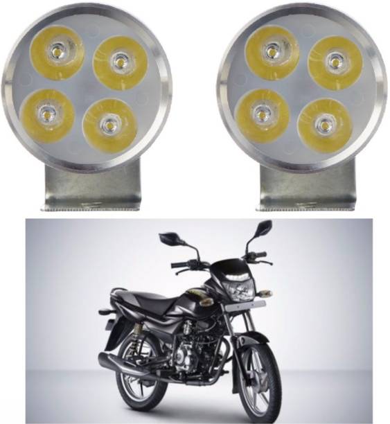AUTOGARH ROUND 4 LED BULB FOG HEADLIGHT FOR Platina 125 Parking Light Motorbike LED for Bajaj (12 V, 55 W)