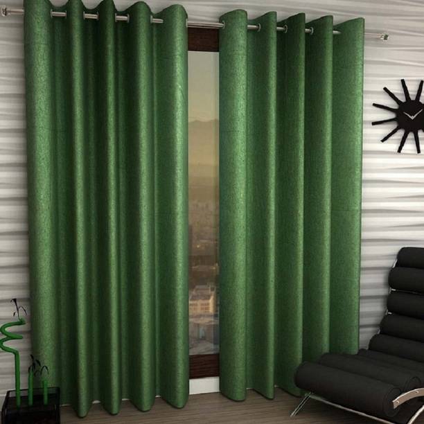 Panipat Textile Hub 213 cm (7 ft) Polyester Semi Transparent Door Curtain (Pack Of 2)