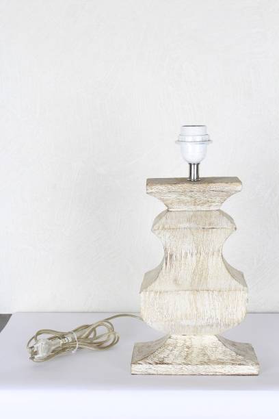 Kapoor E Illuminations Off White Stylish Cut Wood Table Lamp Table Lamp