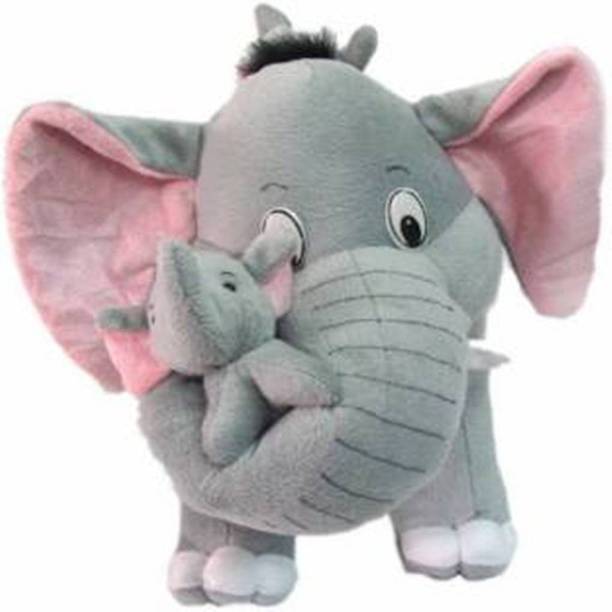Teddy Tickles Grey Mother Elephant With Single Baby Stuffed Soft Plush Toy 41 Cm  - 110 mm