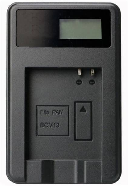 Power Smart DMW-BCM13 Battery Charger indicator LED display. 
1-Slot Ion Battery charger  Camera Battery Charger