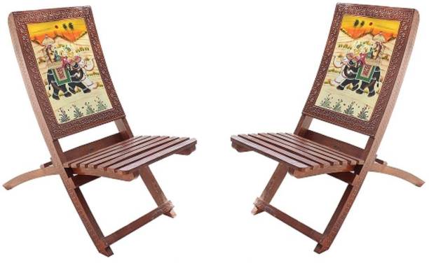 Hindoro Hindoro Handicraft Wooden Folding Chairs - Set of 2 - 36 Inch Height - Traditional Chair Set for Home Decor, Living Room Decor and Gifts Solid Wood Living Room Chair