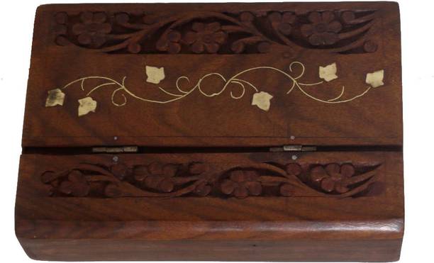 Craftkriti Brass leaf desin wooden jewellery box Jewellery Vanity Box