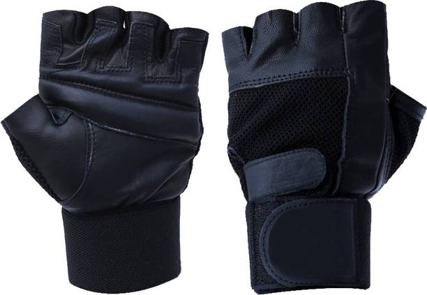 DreamPalace India Genuine Leather Padded Gym & Fitness Gloves