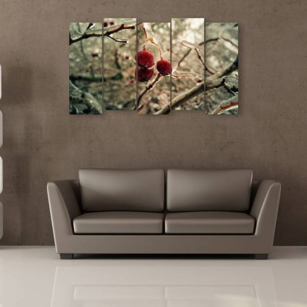 inephos Multiple Frames Beautiful Nature Wall Painting Digital Reprint 30 inch x 52 inch Painting