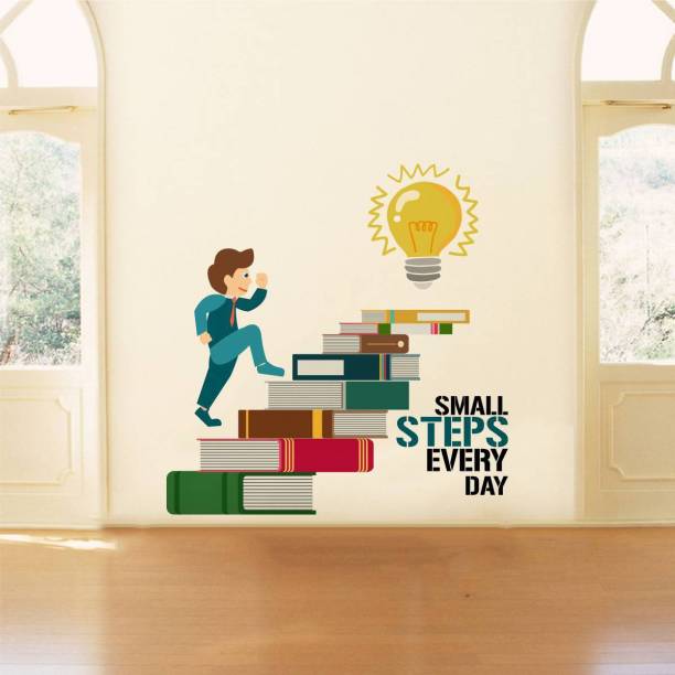 rawpockets Decals ' Small Steps Every Day Motivation Quote' Large Size Wall Sticker ( Wall Coverage Area - Height 85 cms X Width 85 cms )(Pack of 1)
