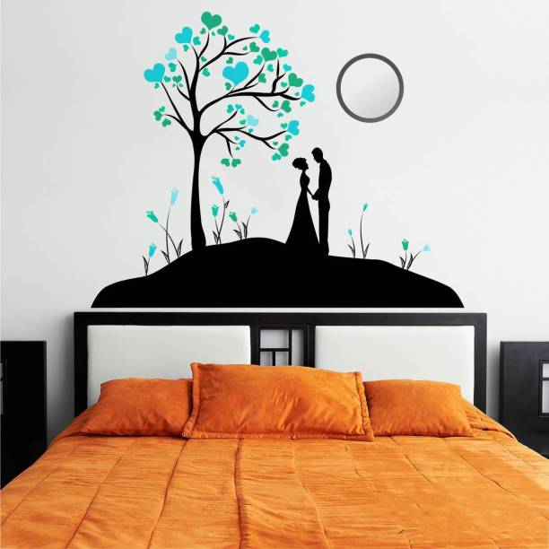 rawpockets Decals ' Lovely Couple Under the tree ' Large Size Wall Sticker ( Wall Coverage Area - Height 70 cms X Width 90 cms )(Pack of 1)