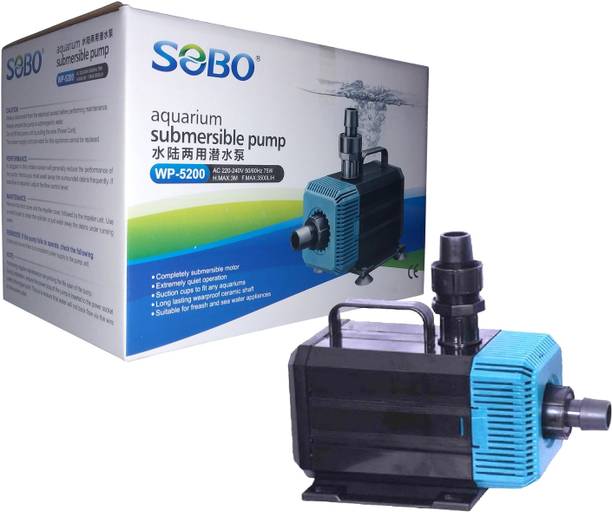 SOBO Submersible Pump WP-5200 (Pack of 1) | Power: 75W (Flow MAX: 3500L/Hr | Height MAX: 3 Meters) | Water Aquarium Pump
