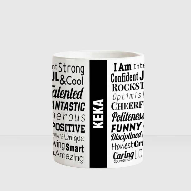 HUPPME KEKA Good Personality White Ceramic coffee Name Ceramic Coffee Mug