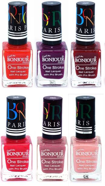 BONJOUR PARIS Candy Color Long Lasting Nail paint For Teen Girls Women Nail Polish set A 12 Red-Plum-Dark Red-Pink-Mauve-Nude