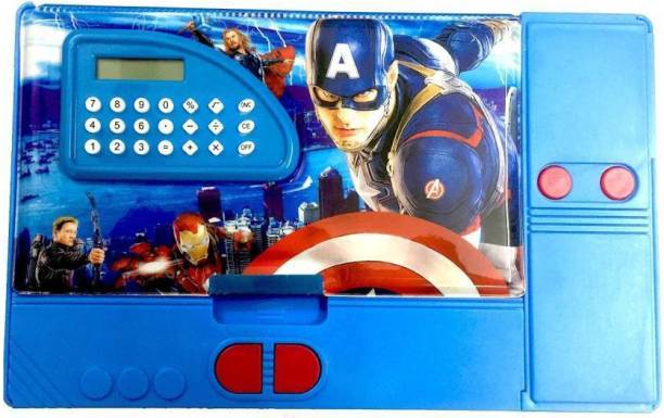 CREATIVE Pencil Box Captain America Pencil Box With Caculator Art Plastic Pencil Box
