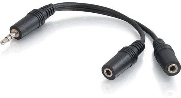 FOX MICRO Black 3.5mm Stereo Headset Splitter, Male to Dual Female, Stereo Headphone Jack Flat Cable Adapter For iPhone iPad itouch External Speaker Phone Converter
