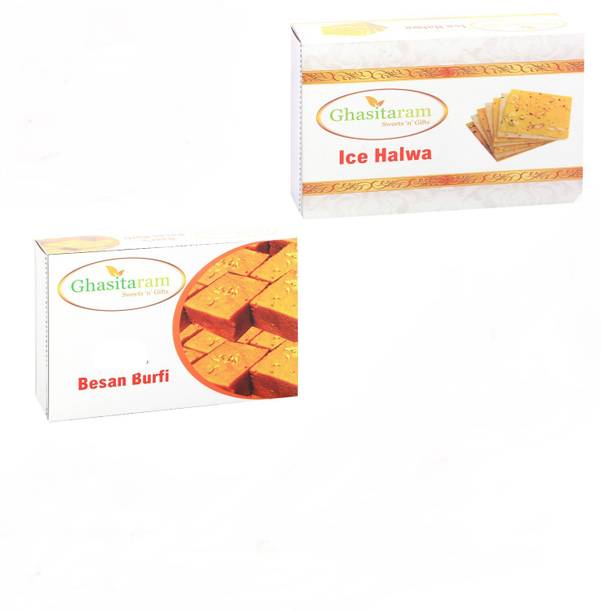 Ghasitaram Gifts Mithai Hampers - Besan Barfi and Ice Halwa Box