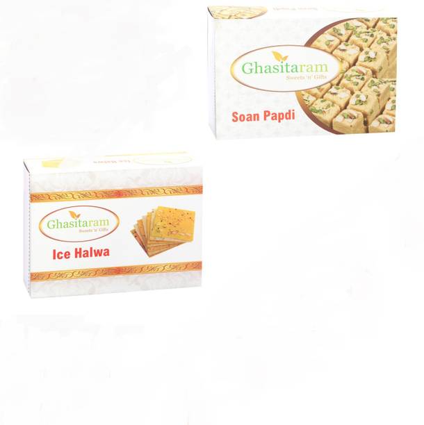 Ghasitaram Gifts Mithai Hampers - Soan Papdi and Ice Halwa Box