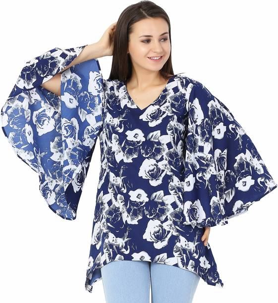 FORELEVY Casual Butterfly Sleeve Printed Women Multicolor Top