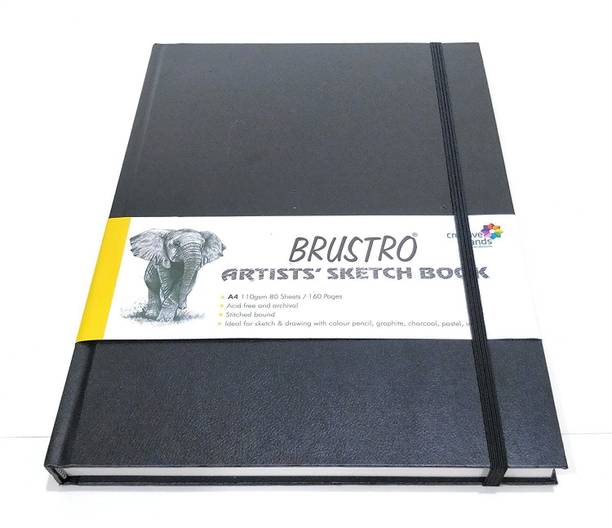 BRuSTRO Artists' Sketch Book Stitched Bound A4 - 110 GSM , 160 pages Acid free Sketch Pad