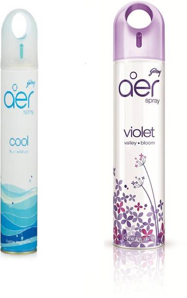 Godrej Violet, Cool Car Freshener Spray aer Home Air Freshener Spray - 300ml+300ml (Cool Surf Blue And violet Valley bloom) Set Of PC