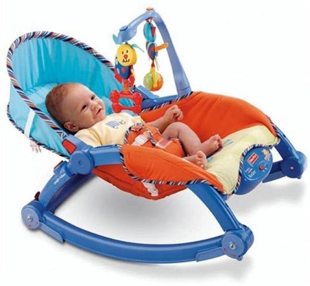 TOY GLOBAL Fiddle Diddle Newborn to Toddler Portable Baby Chair Cum Rocker (Blue) Rocker