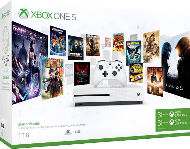 MICROSOFT Xbox One S 1 TB with Xbox Starter Bundle (3 Months Xbox Game Pass and Xbox Live Gold)