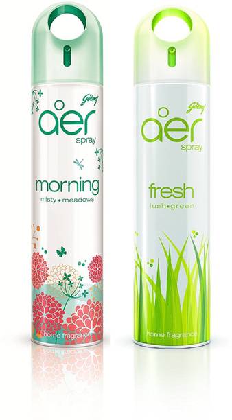 Godrej AIR FRESHNER MORNING MISTY, FRESH GREEN LUSH PACK OF 2 PC Spray AIR FRESHNER