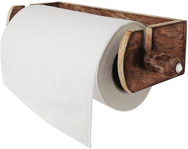 WoodCart Wooden H@ndmade Wall Hanging Tissue Roll / Towel Holder Antique Set of 1 Napkin Rings
