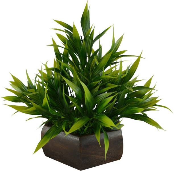 fancymart Bamboo Leave Artificial Plant Green Wild Flower Artificial Flower  with Pot