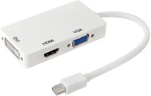Smart Tech  TV-out Cable 3 in 1 Thunderbolt Mini DisplayPort to HDMI VGA DVI Cable (White)