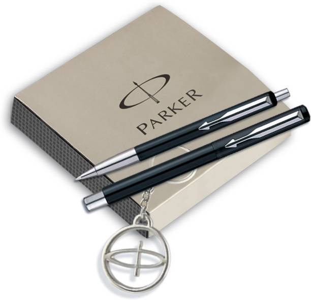 PARKER Vector Standard Roller Ball pen +Ball pen Black body with free Parker Key Chain Pen Gift Set