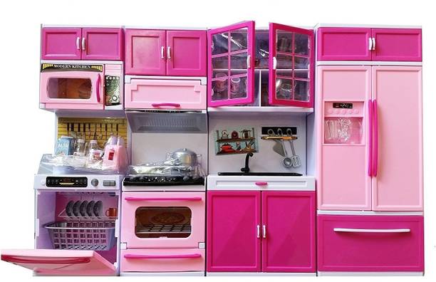 Elektra Dream House Kitchen Set Kids Luxury Battery Operated Kitchen Super Set Toy With Light And Sound Carry Case