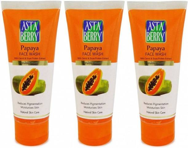 ASTABERRY Papaya Face wash 100ml(With Carrot & Soya Protein Extract) Pack of 3 Face Wash