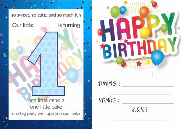 Askprints Birthday Metallic card Invitations with Envelopes - Kids Birthday Party Invitations for Boys or Girls (25 Count) BIC-501 Invitation Card