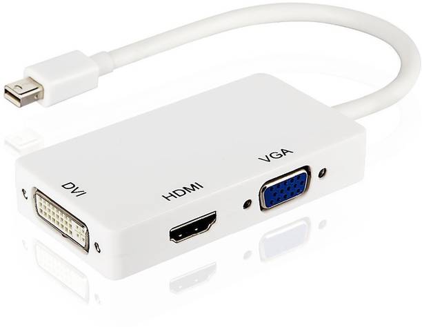 Smacc  TV-out Cable 1080P 3 in 1 Thunderbolt Gold Plated Mini DisplayPort MALE TO VGA DVI HDMI-FEMALE Converter Cable HDMI Adapter For Macbook Macbook Pro Macbook Air (White/Black)
