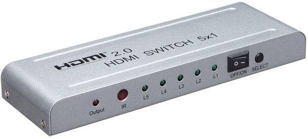 microware HDMI 2.0 Switch 5x1 HDMI Switcher Audio video Converter 4K 60Hz 3D 1080p with IR remote support HDCP2.2 for HDTV DVD Media Streaming Device