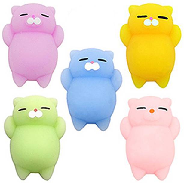 AJI Kawaii Slow Rising Squishy Squeezen Cute Cats Mini Fidget Toy Stress Reliever Kids Toy Gift Pack of 5 Bath Toy