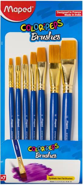 Maped Color'Peps Synthetic Flat Set of 7 Assorted Size Brushes