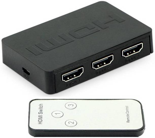 AlexVyan  TV-out Cable HDMI 4K, Intelligent 3 Port HDMI Switch Box with IR Remote Control,, HDMI Switch Hub, Support Full HD 4K 2K 1080P 3D